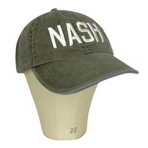 NASH Nashville Olive Vintage Wash Canvas Adjustable Baseball Cap